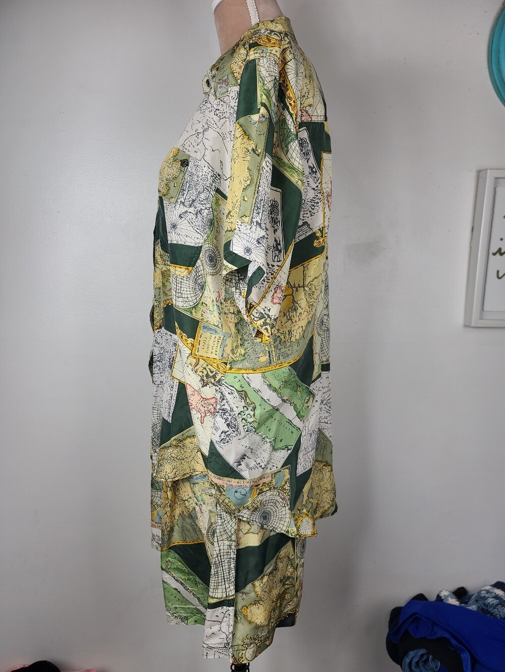 Vintage Whistles Silk Matching Camp Short Sleeve Top & Culotte Shorts Set M - Picture 8 of 16